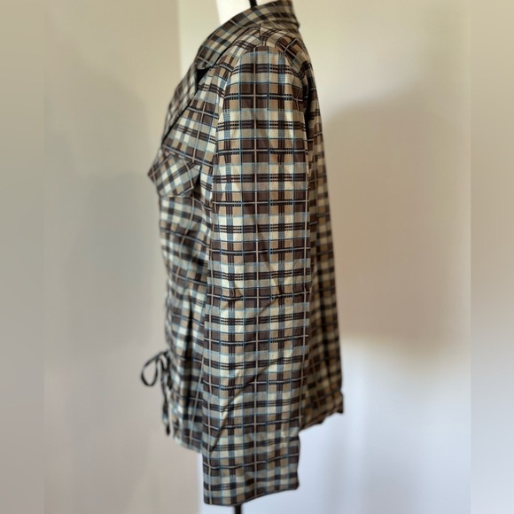 Cider plaid pattern ruched blazer with shoulder pads in a size large - Picture 3 of 16